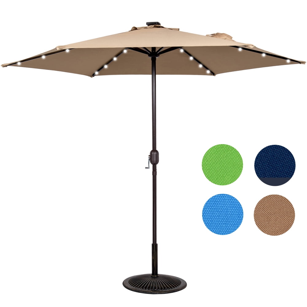 Sundale Outdoor 9ft 24 Led Light Outdoor Market Patio Umbrella Garden Pool with Crank, 6... by Sundale Outdoor