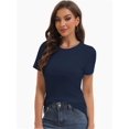 thumbnail image 2 of Women's Basic Solid Active Soft Short Sleeve Crew Neck Top T-Shirts, 2 of 6