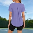 thumbnail image 4 of Womens Blouses Dressy Casual Ndbuld Women's Fashionable Slim-fitting Elastic Lightweight Casual UPF 50+ Sunscreen Hiking Sports Short-sleeved Round-neck Top Purple XL, 4 of 9