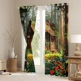thumbnail image 3 of Manfei Rustic Cabin Black Out Curtains for Teens Adults,Jungle Flowers Curtains Pack of 2 (42x63 Each),Green Brown Bedroom Curtains,Super Cozy Room Decor, 3 of 6
