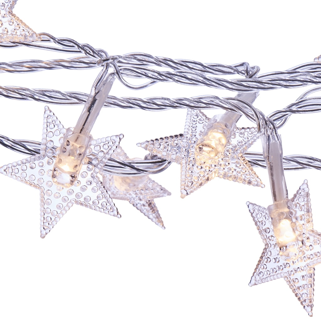 Sterno Home 14ft. Star LED Battery-Operated Star String Lights, White ...