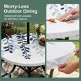 thumbnail image 3 of Round Outdoor Tablecloth with Umbrella Hole and Zipper, Navy Blue Ombre Botanical Fitted Table Cover with Elastic Edge for 31-35 Inch, Watercolor Pastoral Leaf Waterproof Patio Tablecoths for Picnic, 3 of 9