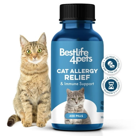 BestLife4Pets Cat Allergy Relief & Immune Support - Natural Relief for Seasonal Allergies, Itching & Respiratory Infections