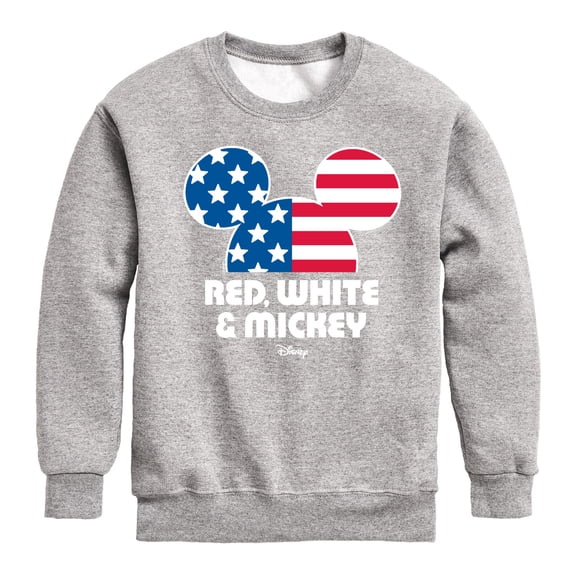 Disney - Americana - Red White And Mickey - Toddler And Youth Crewneck Fleece Sweatshirt
