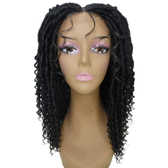 LUXLUXE Angel Curly Locs 20 in Long 4X4 Hand Tied Lace Braid Braided Wig, Beauty Heat Resistant Fiber, Salt and Pepper Grey
