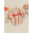 thumbnail image 3 of Baby Boy Girl Sweater Letter Heart Embroidery Crew Neck Long Sleeve Pullovers Fall Toddler Valentine's Day Clothes Jumpers Tops, 3 of 9
