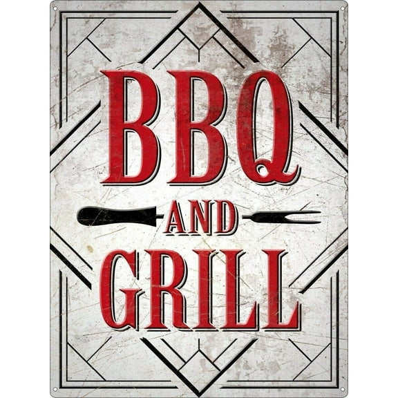 Vintage Tin Poster BBQ and Grill Metal Tin Sign 8x12 Inch Retro Art Home Kitchen Bar Restaurant Garden Garage Classic Wall Decor Metal Plaque New