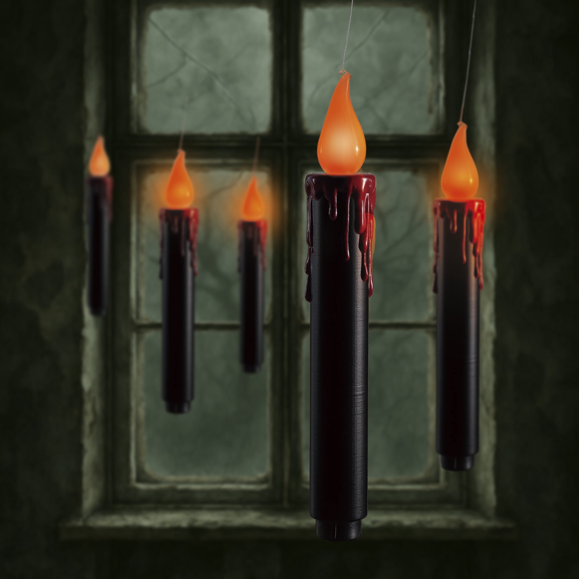 Black Hanging Candle Lights, 4PC, Orange LED Flickering Flame