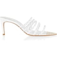 thumbnail image 2 of Schutz Lessie White Twisted Straps Slip On Open Toe Stiletto Mid Heel Sandals (White, 7.5), 2 of 6