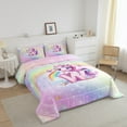 thumbnail image 3 of Erosebridal Initial Letter W Bedding Twin Comforter Set, Dreamy Unicorn Down Comforter, Glitter Stars Decor, Reversible 2pcs, 3 of 7