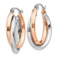 thumbnail image 2 of FB Jewels 14k Rose and White Gold Polished Oval Tube Hoop Earrings, 2 of 4