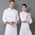 thumbnail image 3 of Botones de la chef de la chef de la manga larga del invierno del invierno con los bolsillos delanteros camisas para hombres Trajes profesionales para el restaurante White 4XL seitruly LF000332-06, 3 of 7