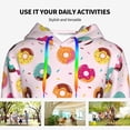 thumbnail image 4 of Fotbe Colorful Donuts Pattern Womens Long Sleeve Hoodie, Pullover Hooded Sweatshirt, Kangaroo Pocket Hoodie with Eye-catching Drawstrings-X-Large, 4 of 7
