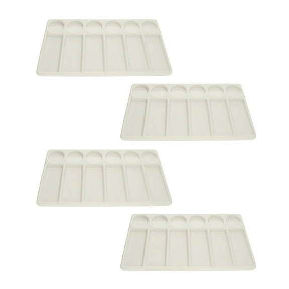 The Beadsmith Ceramic Mixing Palette – Rectangle Design Paint Holder – Arts and Crafts Accessories Organizer – 7.7" x 4.3" x .4” – 12 Compartments, (4 Palettes)