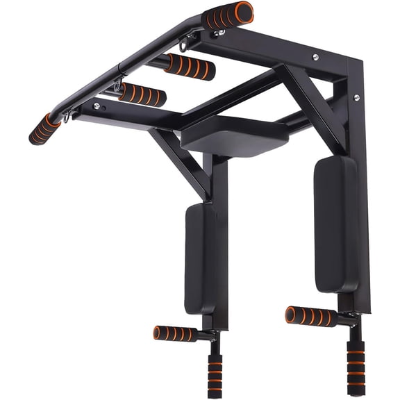 Wall-mounted Dip Stand Pull Up Bar Chin Up Bar Multifunctional Dip Station for Indoor Home Gym Workout Muscles Training Equipment Heavy Duty Home Fitness Dip Stand Max440 Lbs(Black)