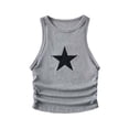 thumbnail image 3 of Tsesme Girls Star Print Tank Tops 2-14y, Casual Round Neck Sleeveless Tee, Summer Ribbed Knit Breathable Athletic Tanks, 3 of 8