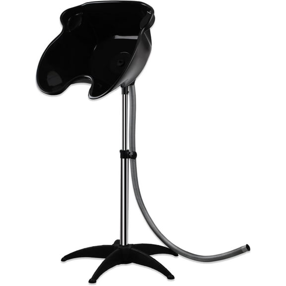 Portable Shampoo Bowl, Height & Angle Adjustable Hair Washing Sink with Drain Hose, Standing Salon Deep Shampoo Basin for Hairstylist and Home Services