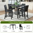 thumbnail image 4 of 5 Piece Counter Height Dining Set, Square Wooden Table with 4 Upholstered Chairs and Crystal Accents, Modern Kitchen Furniture for Casual Meals, Black Finish, 4 of 9