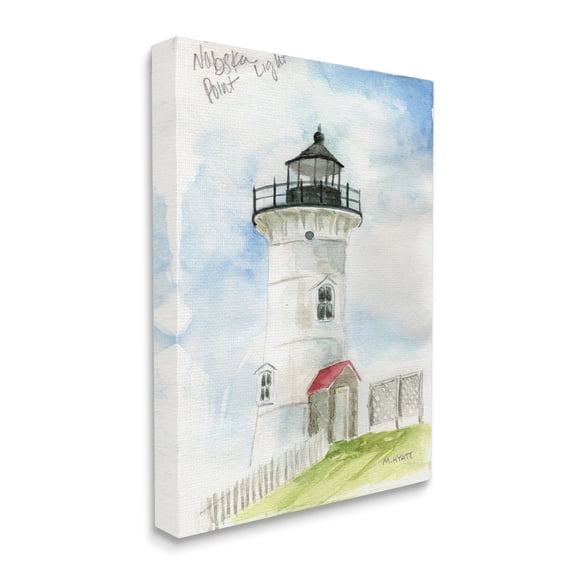 Stupell Industries Nobska Point Lighthouse Cliffside Coastal Architecture Canvas Wall Art, 24 x 30, Design by Melissa Hyatt LLC