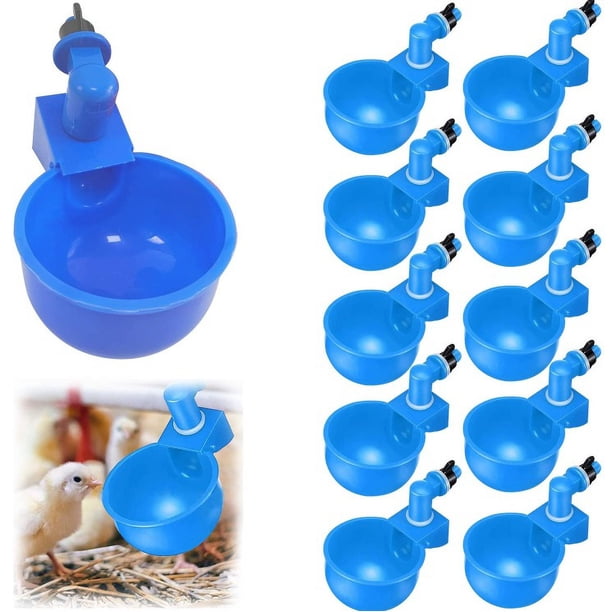 Bebedero para pollos de 12 piezas, bebedero automático, con herramientas de perforación, adecuado para pollos, patos y otras aves de corral (azul)