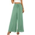 thumbnail image 4 of Bovemsi Casual Pants for Women Wide Leg Flowy Ruffle Solid Color Drawstring Waist with Pockets, 4 of 4