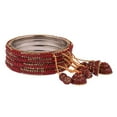 thumbnail image 5 of Efulgenz Maroon Rhinestone Crystal Beaded Bracelet Bangle Set with Hanging Jhumki Tassel Charms Bollywood Style indian Bangles Jewelry for Women (4 Pcs) Size 2.6, 5 of 7