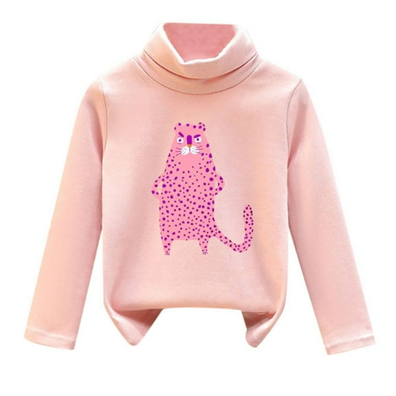 Utlike Girls Thermal Shirts High Collar Soft Tops T Shirt Unisex Pullover Sweatshirt Popular Tee Size 18 Months-24 Months Pink
