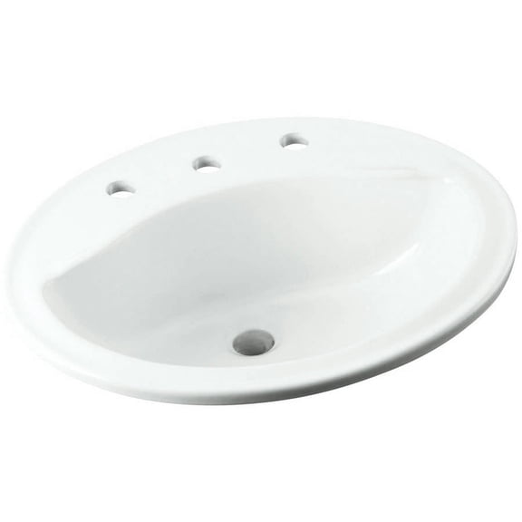 Sterling Sanibel 20" x 17" x 8" Vitreous China Drop-In Oval Bathroom Sink with 8" Centers and Overflow, Available in Various Colors
