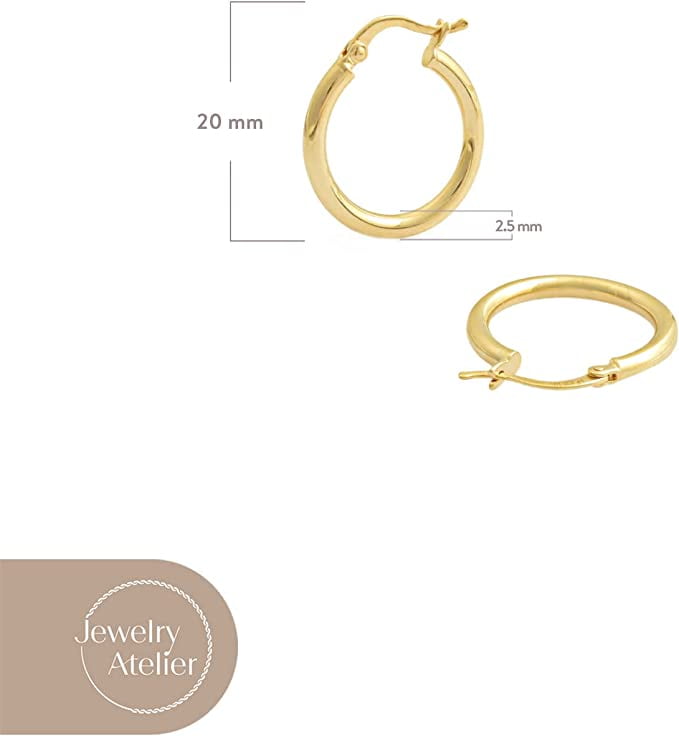 Jewelry Atelier Gold Hoop Earrings Collection - 14K Solid Yellow Gold Filled Earrings Stylish Gold Earrings for Women with Different Occasions & Styles