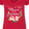thumbnail image 4 of Inktastic Blessed to Be a Grandma with Flowers Women's V-Neck T-Shirt, 4 of 5