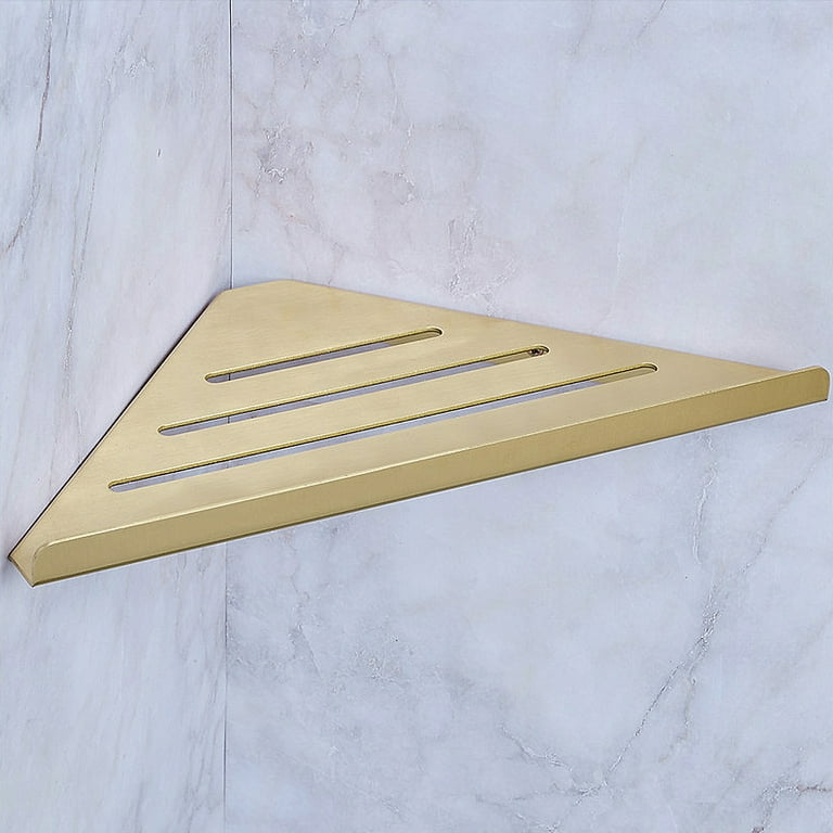 MOGFCT Bathroom Corner Shelf Wall Mounted Triangle Metal Storage Shower  Caddy (Brushed Gold) 
