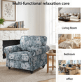 thumbnail image 4 of DREAMSIDEA Floral Accent Chairs Set of 2 Living Room, Upholstered Living Room Accent Chair with Nailhead Trim&Wood Legs Reading, Square Reading Chair for Bedroom Office Small Spaces-Cyan Blooms, 4 of 5