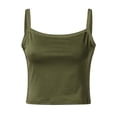 thumbnail image 5 of TrendOFT Fitted Tank Top with Built in Bras for Women Square Neck Basic Tops Solid Summer Tanks Army Green L, 5 of 8
