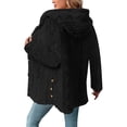 thumbnail image 3 of Womens Fleece Jacket Sherpa Teddy Coat Button Down Cable Knit Soft Long Sleeve Hooded Winter Outerwear, 3 of 6