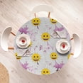 thumbnail image 4 of Ambesonne Emoji Fitted Round Tablecloth, Spring Atmosphere Funny Faces, 40"- 44" Diameter, Pale Purple Off White, 4 of 5
