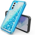 thumbnail image 5 of TJS Phone Case for Samsung Galaxy S21 FE 5G 2022, Transparent Liquid Glitter Snap on Moving Quicksand Bumper Phone Cover (Black), 5 of 5