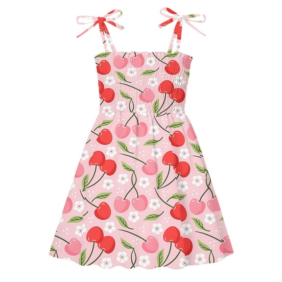 Gubotare Girls' Dresses Toddler Dresses Girls Summer Dress Spaghetti Strap Sundress Cute Bow Pockets with Headband (Red,Size 4-5 Years)