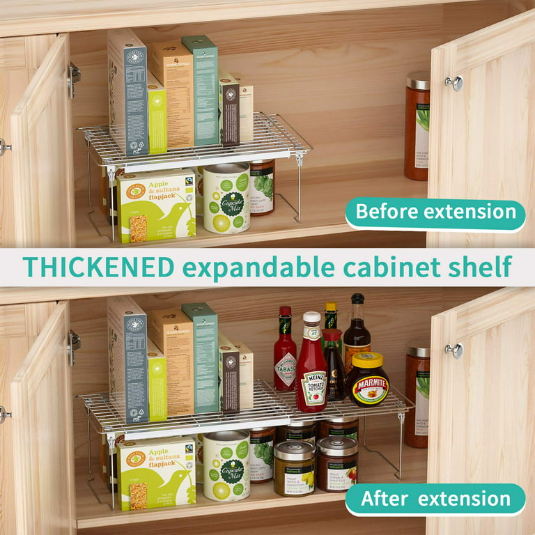 SONGMICS Cabinet Shelf Organizers Set of 2 Kitchen Counter Shelves Silver 