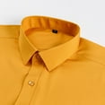 thumbnail image 4 of CTPDG Stretch Mens Dress Shirts Solid Color Turndown Collar Long Sleeve Wrinkle-Free Formal Shirt Business Casual Muscle Fit Button down Shirts Gold XS, 4 of 8