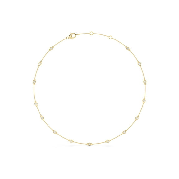 1.35 Ctw Moissanite Station Necklace for Women in 14K Yellow Gold Plated S925 Silver 18 Inch Chain D Color VVS1 Jewerly Gift for Her