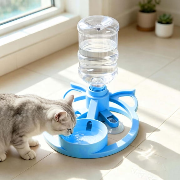 Automatic Pet Water Dispenser, Gravity Water Bottle with Bowl Basin Station for Dogs and Cats, Stable Drinking Feeder