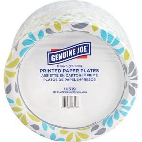 Genuine Joe, GJO10319, 10" Printed Paper Plates, 125 / Pack, Multi