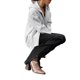 thumbnail image 5 of Lucakuins Abrigo Estilo Suelto para Mujer, Color Sólido Cremallera Frente Abierto Chaqueta con Capucha y Bolsillos, Negro/Marrón/Gris Lucakuins  moda, 5 of 9