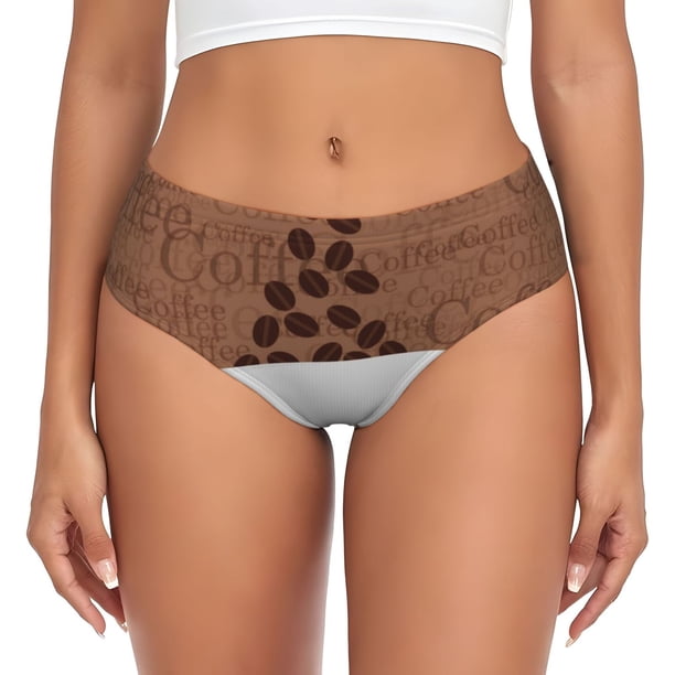 Fotbe Coffee Cafe Cup Calzones Estampados para Mujer – Ropa Interior de Algodón, Cómoda, Suave y Elástica-Large