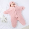 thumbnail image 2 of Atogsazn Newborn Boys Girls Fuzzy Jumpsuits Infant Baby Plush Zip Up Long Sleeve Hooded Romper Bodysuits Winter Warm Clothes A-Pink 6-12 Months, 2 of 5