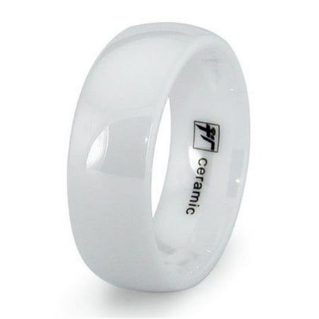 EWC R40052-115 Classic Dome White Ceramic Wedding Bands - Size 11.5