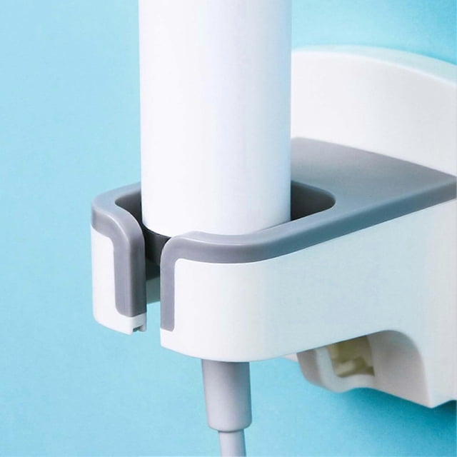 Soporte para secador de pelo, organizador autoadhesivo de pared para baño, ahorra espacio, color blanco.