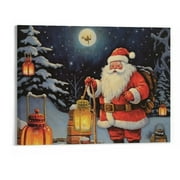 Shiartex Christmas Winter Canvas Wall Art with  20" x 16" Art Works Christmas Poster Prints Santa Hanging Wall Pictures Decoration for Holiday Living Room Bedroom Bathroom Unframed
