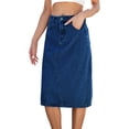 thumbnail image 2 of tasrioml High Waist Denim Skirt with Large Hem Summer Washed Midi Skirt Slimming Stylish Design Breathable Skirt, 2 of 8