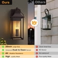 thumbnail image 2 of Lawyettle 24.9-Inch Dusk to Dawn Outdoor Wall Light, 3-Light Large Exterior Wall Lantern with Glass, Waterproof Oil Rubbed Bronze Wall Mount Sconce for Porch Patio Garage Garden, 2 of 9